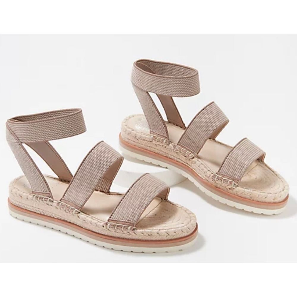 Vince Camuto Espadrille Sandals Womens Tan Size 10 Kolindia Elastic Ankle Strap